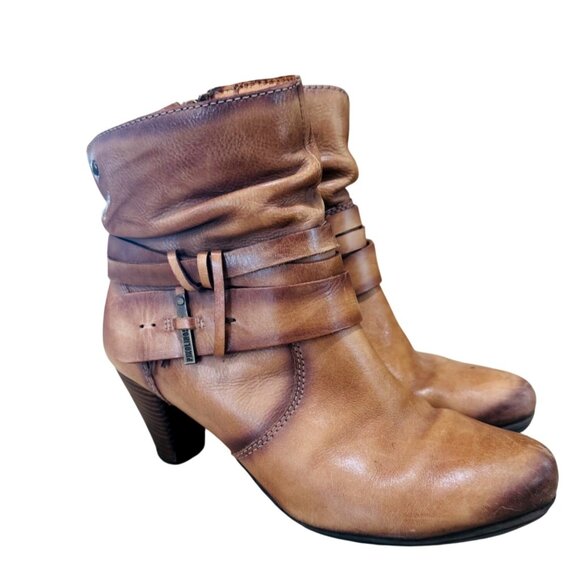 Pikolinos Verona Distress Leather Ankle Boots Booties Brown Western Boho Cowgirl - Picture 1 of 10